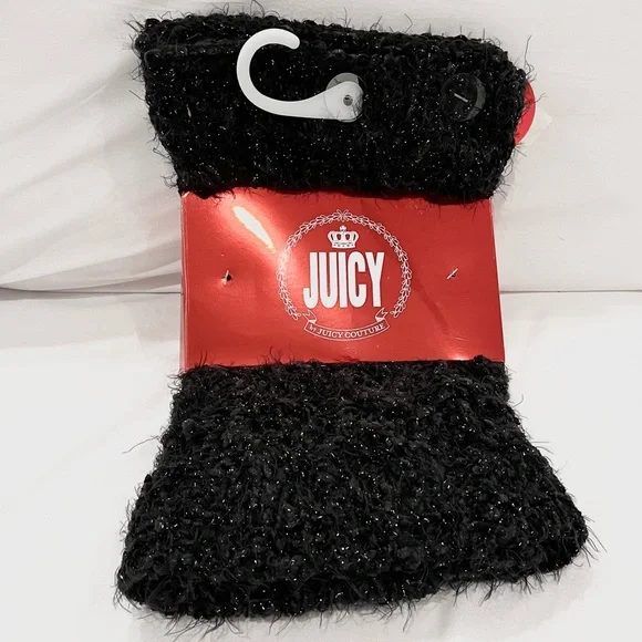 Juicy by Juicy Couture Neck Warmer Scarf in Black Sparkle Metallic NWT - Picture 3 of 3